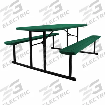 NATIONAL PUBLIC SEATING Folding Picnic Table: Plastic, Green, 29 1/2 in Overall Ht - Rectangular Picnic Tables