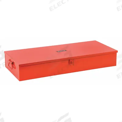 PROTO Tool Box: 35 3/8 in W 15 3/16 in D 5 1/2 in H, Steel, Red, Hinged Lid, Padlock - Steel Socket Storage Boxes