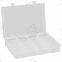 DURHAM MFG Compartment Box: 9 in x 13 1/8 in x 2 3/8 in, Clear, 16 Compartments, Snap (MPN LP16-CLEAR). Key specifications — ESD Conductive: Not Electrostatic Discharge Conductive; Color: Clear; Compartment WxD: (16) 3-1/8 in x 9 in; Brand: DURHAM MFG; Material: Plastic.