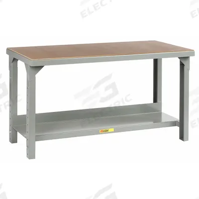 LITTLE GIANT Workbench: Adj Ht, Hardboard Over Steel, 48 in x 30 in - Workbenches with Lower Shelves