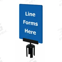 TENSABARRIER Acrylic Sign: Blue, Line Forms Here Message, 11 in Overall Lg, 7 in Overall Wd (MPN S17-P-23-7X11-V-HDSB-1701-33). Key specifications — Brand: TENSABARRIER; Color: Blue; Includes: Mounting Adapter; Message: Line Forms Here; For Use With: Tensabarrier Posts; Material: Acrylic.