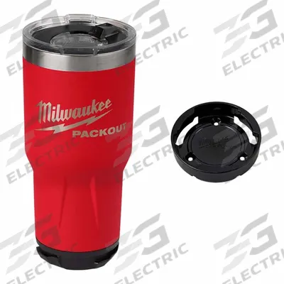 MILWAUKEE Tumbler and Lock Mount: 30 oz Capacity, Red, Metal, 3/4 in_4 in Overall Ht - Plastic Water Bottles