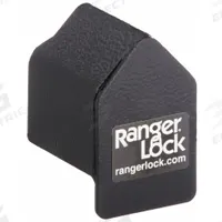 RANGER LOCK Standard & Long Shackle Padlock Guards: Steel, 3 5/8 in Guard Lg, 2 1/2 in Guard Wd (MPN RGJR-00). Key specifications — attr1312286: Steel; attr1312296: RANGER LOCK; attr1351196: Guard.