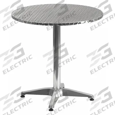 FLASH FURNITURE Patio Table: Gray, Metal, 27 1/2 in Overall Ht, 27 1/2 in Overall Dia - Round Top Patio Tables