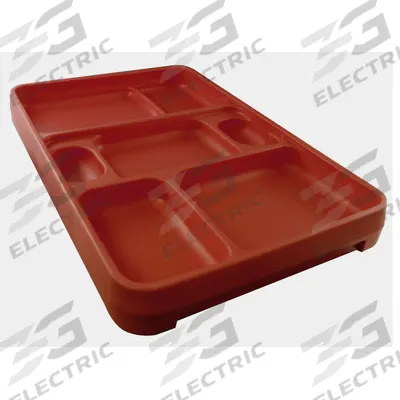 ROCK Food Tray: 14 1/4 in Overall Lg, 9 1/2 in Overall Wd, Terra Cotta, 7 Compartments - Rock Food Trays for Correctional Facilities
