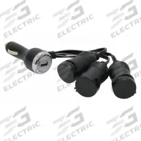 ROADPRO Power Adapter: Power Splitter and Charger, 4 Connections, 4 in Cord Lg, Black, 12V Devices (MPN RPPSP211USB). Key specifications — Color: Black; Includes: 10 A Replacement Fuse; Product Type: Power Splitter and Charger; Compatible Devices: 12V Devices; Brand: ROADPRO; Ports: 12V Auxiliary Port.