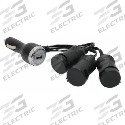 ROADPRO Power Adapter: Power Splitter and Charger, 4 Connections, 4 in Cord Lg - 12V Auxiliary Splitter & Charger Combos
