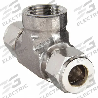 PARKER Compression Tee Fitting: 3/4 in OD x 3/4 in OD x 3/4 in Pipe Fitting Size - Double-Ferrule Stainless Steel Fittings