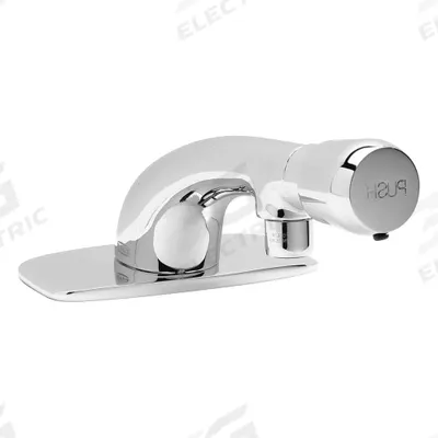 ZURN Low Arc Bathroom Faucet: AquaSpec, Single-Post, Brass, Chrome Finish, 1 gpm Flow Rate - Single-Post Push-Button Metering Bathroom Faucets