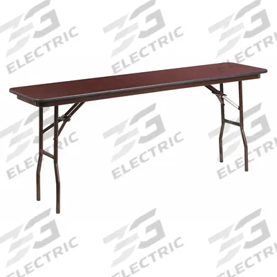 FLASH FURNITURE Folding Table: Rectangle Table Shape, Mahogany Tabletop, 18 in Dp, 72 in Wd - Standard Folding Tables