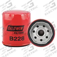 BALDWIN FILTERS Oil Filter: B228, LF3338, 3/4"-16 Thread Size, 3 1/2 in Overall Ht, 3 in Outside Dia. Key specifications — Baldwin Interchange: B228; FleetGuard Interchange: LF3338; Brand: BALDWIN FILTERS; Compatible Vehicle Make: Audi; Includes: 30 psid Bypass Valve; Media Material: Cellulose.