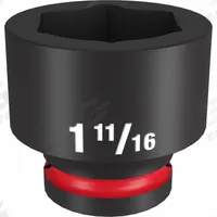 MILWAUKEE Standard Impact Socket: 3/4 in Drive Size, SAE, 1 11/16 in Socket Size, 6-Point, Std (MPN 49-66-6318). Key specifications — attr1215501: MILWAUKEE; attr1215515: Black Phosphate; attr1215518: 1-11/16 in.
