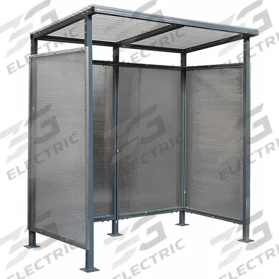 APPROVED VENDOR Smoking Shelter: Unassembled, 3 Sides, 77 in x 44 in x 84 in, Steel - 3-Wall Open-Front Unassembled Bus & Smoking Shelters