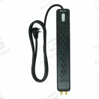 WOODS Surge Protector: 7 Outlets, 4 ft Cord Lg, 1,780 J Rated Energy, 15 A Current, Black, 5-15P (MPN 41626). Key specifications — Brand: WOODS; Mounting Style: Keyhole.