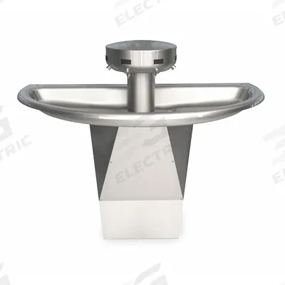 BRADLEY Wash Fountain: Silver, Stainless Steel, Semi-Circular, 54 in Overall Wd - Sensor-Operated Wash Fountains