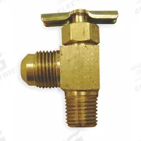 WEATHERHEAD Needle Valve: Angle Valve Body, Brass, 1/4 in Pipe Size, Flare x MIP, For Water Media (MPN 6703). Key specifications — For Media: Water; Seal Material: Metal; Brand: WEATHERHEAD; Connection Gender - Side 2: Male; Connection Type - Side 1: Flare; Connection Type - Side 2: IPS; Connection Type: Flare x MIP.