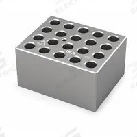IKA Dry Block: Anodized Aluminum, 3 3/4 in Overall Wd, 3 in Overall Lg, 20 Wells, 10 7/8 mm Well Dia (MPN 4468000). Key specifications — Product Type: Dry Block Heater; Includes Thermometer Well: Yes; Material: Anodized Aluminum; Volume Capacity: 2 mL; Brand: IKA.
