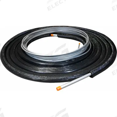 DURO LINE Steel Refrigerant Lineset: 25 ft Lg, 1/2 in Insulation, 3/8 in Plain Liquid - Insulated Line Sets