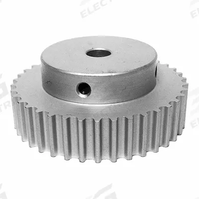 Dayton Timing Pulley: Curvilinear, Fixed, For HTD Timing Belt Section, For 9 mm Belt Wd - HTD Section Fixed-Bore Timing Pulleys with Hub