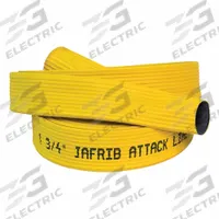JAFRIB Fire Hose: Extruded Through-the-Weave, 4 in Hose Inside Dia, 25 ft Hose Lg, Yellow (MPN 50H4RY-25). Key specifications — Coupling Lug Style: Uncoupled; Jacket Material: Co-Extrusion Woven; Hose Tube Material: Reinforced Extruded Rubber.