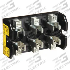 BUSSMANN Fuse Block: Open Block Design, 3 Pole, 600 V AC, Box Lug, Non-Indicating (MPN T60060-3CR). Key specifications — Brand: BUSSMANN.