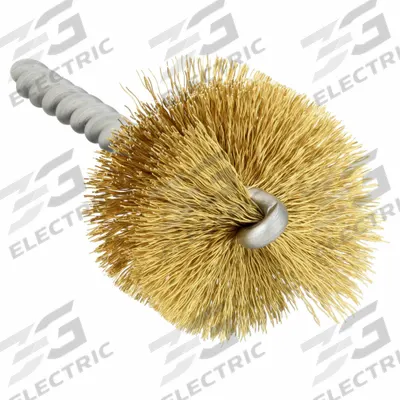 WEILER Round Tube Brush: Single Stem, Brass, 1 1/2 in Dia, 0.008 in Fill Dia, 1/4 in Stem Dia - Blind Hole-Cleaning Brushes for Soft Metals