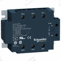SCHNEIDER Solid State Relay: Surface Mounted, 50 A Max Output Current, SCR, AC Output (MPN SSP3A250BDT). Key specifications — Brand: SCHNEIDER; Current Type: DC; Electrical Connection: Screw Clamp; Finger Safe: Yes; Input Current: 24 to 35 mA; Maximum Output Current without Heat Sink: Not Recommended; Mounting Style: Panel; Output Voltage: 48 to 530V AC.