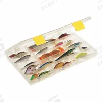 PLANO MOLDING Compartment Box: 14 in x 9 1/8 in x 1 3/8 in, Clear, 34 Compartments, 29 Adj Dividers (MPN 2370100). Key specifications — Color: Clear; Brand: PLANO MOLDING; Material: Plastic.