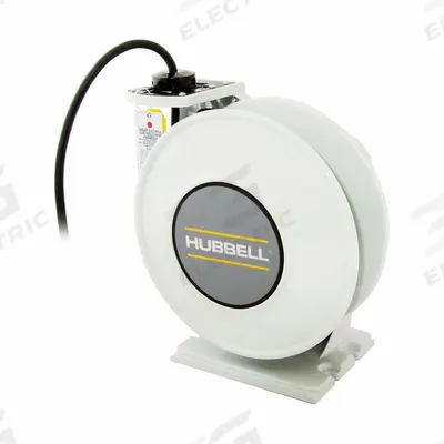 HUBBELL WIRING DEVICE-KELLEMS Extension Cord Reel: Ratchet Lock, 90 ft Cord Lg, 12 AWG, SJO - Hardwired Self-Retracting Cord Reels