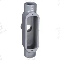 Conduit Outlet Body: Iron, 1 1/2 in Trade Size, TB Body, 36 cu in Body Capacity, Threaded Hub (MPN OTB-5M). Key specifications — Finish: Powder Coated; Includes: Stainless Steel Screws; For Use With: IMC; Brand: HUBBELL KILLARK; Hub Style: Threaded; Mfr. Series: O.