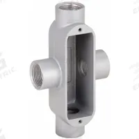 Conduit Outlet Body: Aluminum, 3/4 in Trade Size, X Body, 7 cu in Body Capacity, Threaded Hub (MPN OX-2). Key specifications — Finish: Powder Coated; Includes: Set Screw Hubs; For Use With: RMC; Brand: HUBBELL KILLARK; Hub Style: Threaded; Mfr. Series: O.