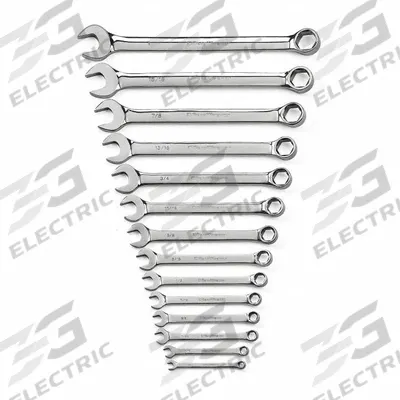 GEARWRENCH Combination Ratcheting Wrench Set: Alloy Steel, Full Polish Chrome, 14 Tools - SAE 6-Point Combination Wrench Sets