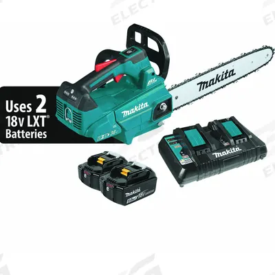 MAKITA Battery-Powered Chainsaw Kit: 16 in Bar Lg, Top Handle, Adj/Auto Chain Oiler - Battery-Powered Chainsaws