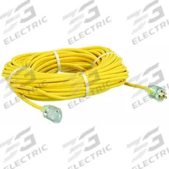 APPROVED VENDOR Extension Cord: Outdoor Use, 100 ft Lg, Outlet, 5-15P, 14/3, SJTOW, Yellow, 125V AC (MPN 4GAA9). Key specifications — Brand: APPROVED VENDOR; Temperature Rating: -58° to 194°F; NEMA Plug Configuration: 5-15P.