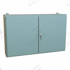 HAMMOND Electrical Enclosure: Steel, 30 in x 48 in x 10 in, NEMA 12, w/Panel, Solid Cover, Hinged (MPN 1422RW10). Key specifications — Brand: HAMMOND; Closure Method: Handle; Knockouts: Not Included.