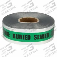 APPROVED VENDOR Detectable Buried Tape: 1,000 ft Tape Lg, Green, Aluminum (MPN SD3105G4-200). Key specifications — Message: Caution Buried Sewer Line Below; Material: Aluminum.