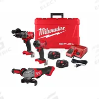 MILWAUKEE Cordless Combination Kit: 3 Tools, Angle Grinder/Hammer Drill/Impact Driver, 18 V DC Volt (MPN 3697-22, 2880-20). Key specifications — attr1176460: Hammer Drill.