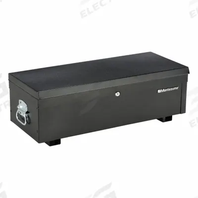 MONTEZUMA Utility Box: 30 in W 12 5/8 in D 8 7/8 in H, Steel, Black, Hinged Lid - Steel Tool Boxes