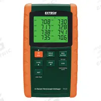 EXTECH Thermocouple: For Type E/Type J/Type K/Type R/Type S/Type T Thermocouple Type, 12 Channels (MPN TM500-NIST). Key specifications — Testing Functions: Min/Max Temperature; Accuracy: ±0.5 % +5 °F/3 °C (Type R, S); Brand: EXTECH.
