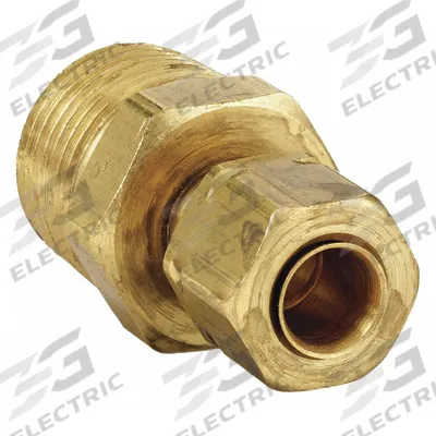 PARKER Compression Fitting Adapter: 3/8 in OD x 1/2 in Pipe Fitting Size, Compression x MNPT - Self-Aligning Brass Compression Fittings