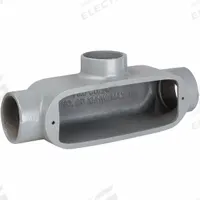 Conduit Outlet Body: Aluminum, 1/2 in Trade Size, T Body, 4 cu in Body Capacity, Threaded Hub (MPN OT-1). Key specifications — Finish: Powder Coated; Includes: Stainless Steel Screws; For Use With: IMC; Brand: HUBBELL KILLARK; Hub Style: Threaded; Mfr. Series: O.