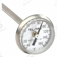 TEL-TRU Dial Pocket Thermometer: -40°F to 160°F, +/- 1% Accuracy, 5 in Stem Lg, Fahrenheit (MPN 3JPE5). Key specifications — attr1280785: Fahrenheit; attr1275298: +/- 1%; attr1275296: TEL-TRU.