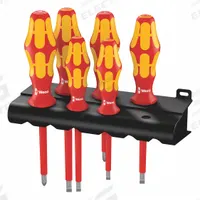 WERA Insulated Screwdriver Set: 1-10 Pieces, 6 Pieces, Phillips/Slotted Tip, Ergonomic Grip, Rack (MPN 05006145001). Key specifications — attr1205274: WERA; attr1205269: 3/32 in.