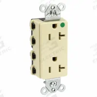 HUBBELL Receptacle: Hospital Grade Fed. Spec., Decorator Duplex, 5-20R, Ivory, 125V AC, 20 A (MPN SNAP2182IA)