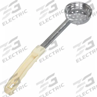 CRESTWARE Portion Controller: 3 oz Capacity, Stainless Steel, Perforated, Ivory, Plastic - Portion Control Spoons