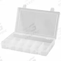 DURHAM MFG Compartment Box: 6 3/4 in x 10 7/8 in x 1 3/4 in, Clear, 13 Compartments, Snap (MPN SP13-CLEAR). Key specifications — ESD Conductive: Not Electrostatic Discharge Conductive; Color: Clear; Compartment WxD: (6) 1-11/16 in x 1-7/8 in; Brand: DURHAM MFG; Material: Plastic.