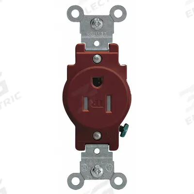 LEVITON Receptacle: Single, 5-15, Brown, 125V AC, 15 A, 2 Pole / 3 Wire (MPN T5015) - General Purpose Receptacles