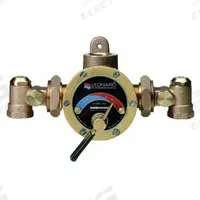 LEONARD VALVE Thermostatic Mixing Valve: For Steam/Water Media, 1 1/4 in x 1 1/2 in Connection Size (MPN TMS-150-CP). Key specifications — Seal Material: NBR; Brand: LEONARD VALVE.