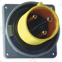 HUBBELL Pin and Sleeve Inlet: Yellow, 125V AC, Single Phase, 60 A, 2 Pole, 3 Wire, IEC Grounding (MPN HBL360B4W). Key specifications — Brand: HUBBELL.