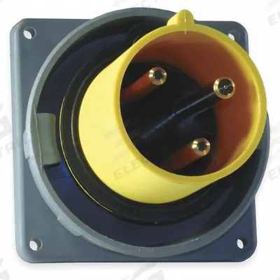 HUBBELL Pin and Sleeve Inlet: Yellow, 125V AC, Single Phase, 60 A, 2 Pole, 3 Wire - Watertight Inlets
